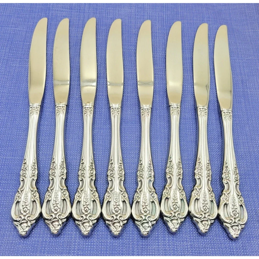 Oneida USA Stainless PEMBROOKE / RENOIR Flatware Set of 8 DINNER KNIVES
